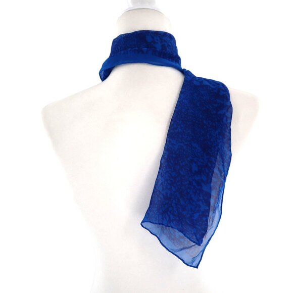 Anne Klein Sheer Animal Print Scarf Blue Mob Wife Elegant Chic Classic Timeless - Picture 3 of 8